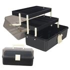 13-Inch Art Storage Box 3-Layers Plastic Storage Box with Handle Craft BLACK
