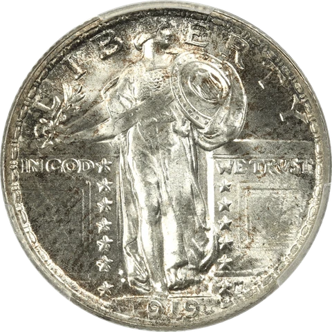 1919 Standing Liberty Quarter 25c, PCGS MS 66 FH CAC - Great Luster Cover