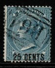 SEYCHELLES SGZ42 MAURITIUS 1878 25c on 6d SLATE-BLUE USED IN SEYCHELLES