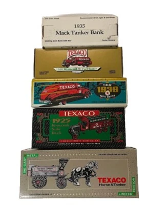 5 bancos de camiones TEXACO ERTL DODGE AIRFLOW, DOODLE BUG, KENWORTH, tirado por caballos, Mack Foto 1 de 4
