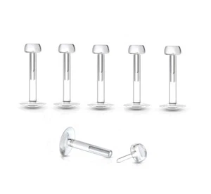 5 Bio Flex Labret / Ear Retainer Studs Push-In Flat Top 16g 8mm #8X - Picture 1 of 1