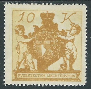 1920 LIECHTENSTEIN STEMMA VADUZ 10 K VARIETà PUNTO SOTTO K MH * - R29-2 - Imagen 1 de 1