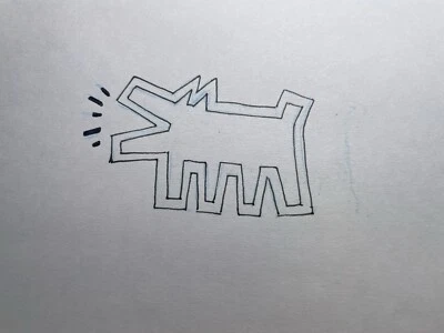 Keith Haring Ladrando Perro Calle Sésamo Producción Dibujo “Bebés y Perros” Arte Foto 1 de 2