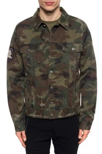 Balmain Camouflage Distressed Denim Men's Jacket- Pre owned - Picture 1 of 9