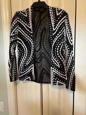 Cárdigan con cremallera súper raro Peck & Peck para mujer a rayas transparente talla 10 adelgazante Foto 1 de 4