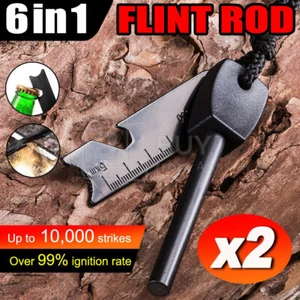 2X Magnesium Flint Rod Stone Fire Starter Lighter Emergency Survival Camping - Picture 1 of 7