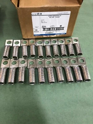 THOMAS & BETTS L4/0-48 COPPER COMPRESSION LUGS (SET OF 20) 1/2" HOLE NEW - Image 1 of 3