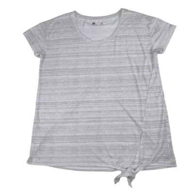 Xersion Shirt  XL Gray Striped Side Tie Knot Front Casual Summer Athletic Top - Image 1 of 4