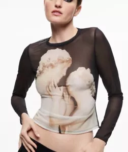 41 ALICE & OLIVIA (L) DELAINA LS ITALIAN Romance Mesh TOP NWT S $275 - Picture 1 of 9