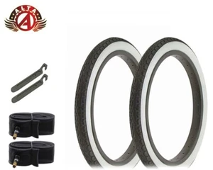 ALTA Bicycle TIRE 16" x 1.75" Black/White SLICK Wave (2) TIRES TUBES & LEVERS. - Picture 1 of 1