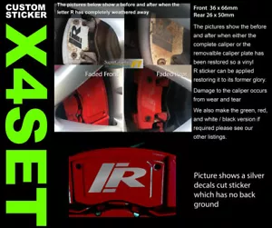 Brake Caliper decal sticker fit letter R spot colour Set 66 front 50 rear XKRSC - Picture 1 of 2