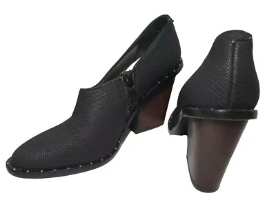 Botines Freda Salvador de cuero negro en relieve 6 tachuelas tacón bloque  Foto 1 de 4