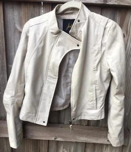 Jack by BB Dakota Ivory M Passform Motorradjacke Druckknöpfe Reißverschluss Kunstleder vegan - Bild 1 von 22