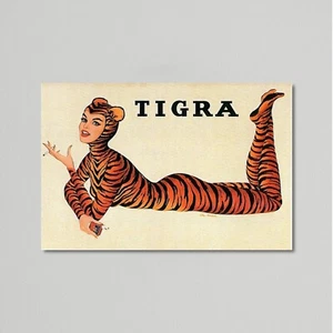 Vintage Advertising Poster - Tigra Cigarettes - Women in Tiger Costume - Picture 1 of 7