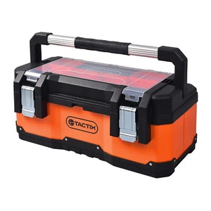 TACTIX Werkzeugkasten belastbar Metall Kunststoff Werkzeugkoffer Toolbox Leer - Bild 1 von 3