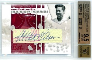 2010 SPORTKINGS BREAKING DOWN BARRIERS 1/1 CUT SIG ALTHEA GIBSON BGS 9.5 AUTO 10