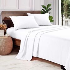 Queen Solid White 100% Egyptian Cotton 600TC 4Pc Sheet Set Sateen Weave Dee