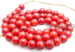 SALE small 6-7mm round Red natural Coral strand beads 15"-los197 - Picture 1 of 2
