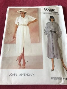 🌸 VOGUE AMERICAN DESIGNER #1126-JOHN ANTHONY-LADIES SHIRT DRESS PATTERN 8-12 FF - Picture 1 of 2
