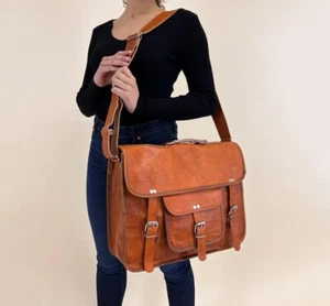 Tasche Vintage Leder Kuriertasche Braun Schulter Aktentasche Laptop Herren Ne... - Bild 1 von 6