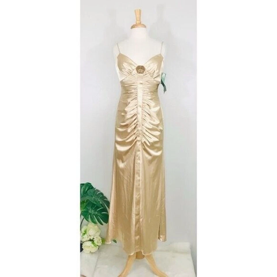 Vestido sin tirantes con cuentas talla 10 satinado elegante formal inspirado en Y2K Nicole Miller Foto 1 de 4