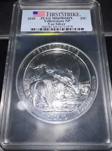 2010 5oz American The Beautiful Yellowstone PCGS MS 69 DMPL  - Picture 1 of 2