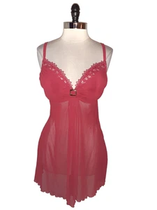 CACIQUE Plus Size 2X 18W 20W Babydoll Lingerie Red Gold - Picture 1 of 6