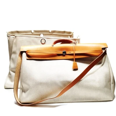 NO TARIFF Hermes Tote Bag Beige Canvas 4753332 - Image 1 of 4