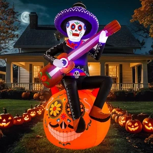 Guitarra Hinchables Halloween Calabaza Azúcar Calavera 8 Pies Día de Muertos  - Imagen 1 de 6