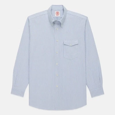 Camisa de Colección Años 90 J.Press Bolsillo con Solapa Azul Rayas Oxford Botones 15.5 32 Foto 1 de 4