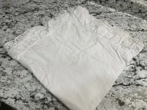 Premium Quality French antique Linen pillow shams With Lace And NW Monogram - Picture 1 of 4
