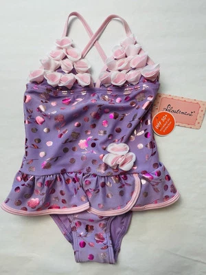 Nuevo con etiquetas Traje de baño Floatimini Niña Natación 5 Púrpura Traje de baño 3D Rosa Floral UPF50 Foto 1 de 4