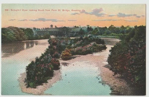STAHLFACHWERKBRÜCKE Schuylkill River von Penn St Bridge Lesen PA Postkarte DB - Bild 1 von 2