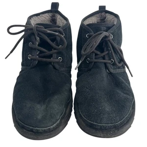 UGG Australia Black Suede Shearling Lined Chukka Boots Men's Size 10 - Picture 1 of 8