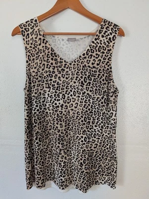 Chicos Shirt Women Sleeveless Top Size 2 Animal Print Staple Neutral Trendy - Image 1 of 4