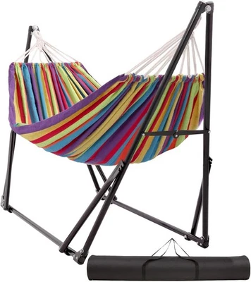 Hammock with Foldable Steel Stand,Frabic Tension Adjustable,Carrying Bag Incl... - Image 1 of 4