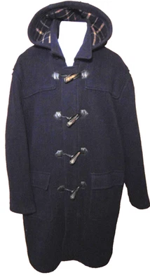 BROOK BROTHERS 100% ШЕРСТИ ТЕМНО-СИНИЙ DUFFEL/СПОРТИВНОЕ ПАЛЬТО ПАРКА КУРТКА КЛЕТКУ ЛЬНЯНОЙ ~ XL - Изображение 1 из 4