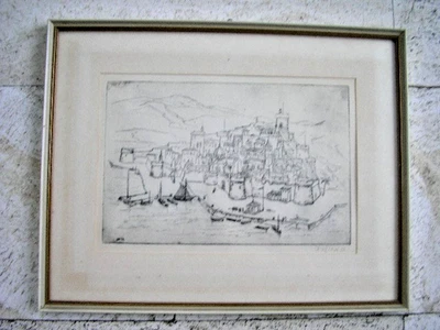 Alte Radierung   signiert   1956   Glas   gerahmt - Bild 1 von 4