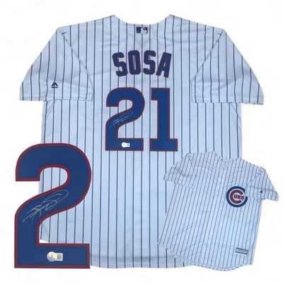 Sammy Sosa Autographed SIGNED Chicago Cubs Majestic Jersey - Beckett - Image 1 of 4