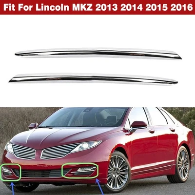 Pair Front Bumper Fog Light Chrome Trim Molding Cover For Lincoln MKZ 2013-2016  - Image 1 of 4