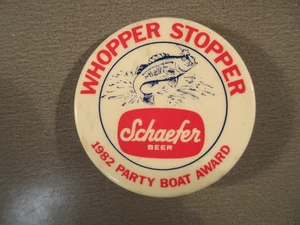 Shaefer Beer Whopper Stopper 1982 Party Boat Award Pinback - Imagen 1 de 2