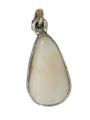 2.8cm Marchiato 925 Pendente Argento Dotato Di Corpo a Pera Natural Bianco Opale - Immagine 1 di 4