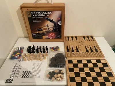 WH Smith Wooden Games Compendium Chess, ludo etc - Image 1 of 4