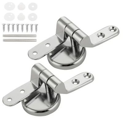 Toilet Seat Hinges Pair of Chrome Replacement Set Fittings Universal Mountings - Image 1 of 4