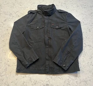 Levi’s Black Utility Jacket Men’s Large Zip-Up Hood Military Style - Picture 1 of 10