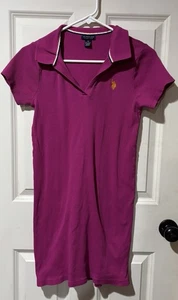 U.S. POLO ASSN. Womens Purple Pink Fuchsia   Cotton Dress Size Medium M V Neck - Picture 1 of 4
