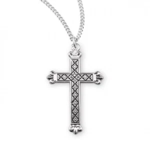 Black Enameled Cross 925 Sterling Silver 1.2 Inch x 0.7 Inch Necklace Pendant - Picture 1 of 3