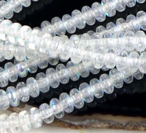 50 Czech Glass Rondelle Beads - Clear Crystal AB 4x2mm moonstone - Picture 1 of 2