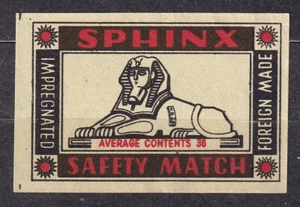 POLAND 1961 Matchbox Label Export - Cat.E#056a. SPHINX SM IMP. FM Av. Cont. 36 - Imagen 1 de 1