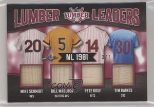 2021 Leaf Lumber Leaders Relics Red /7 Mike Schmidt Bill Madlock Pete Rose HOF